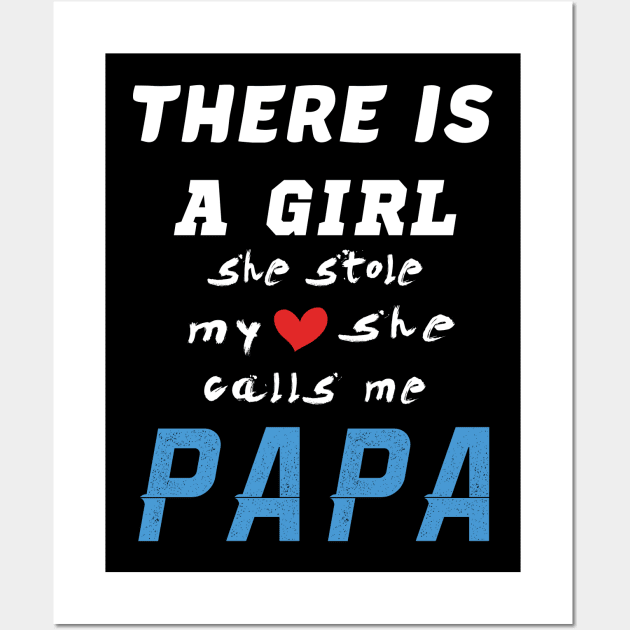 Papa Gifts Shirts from Granddaughter, She Stole My Heart Wall Art by CareTees